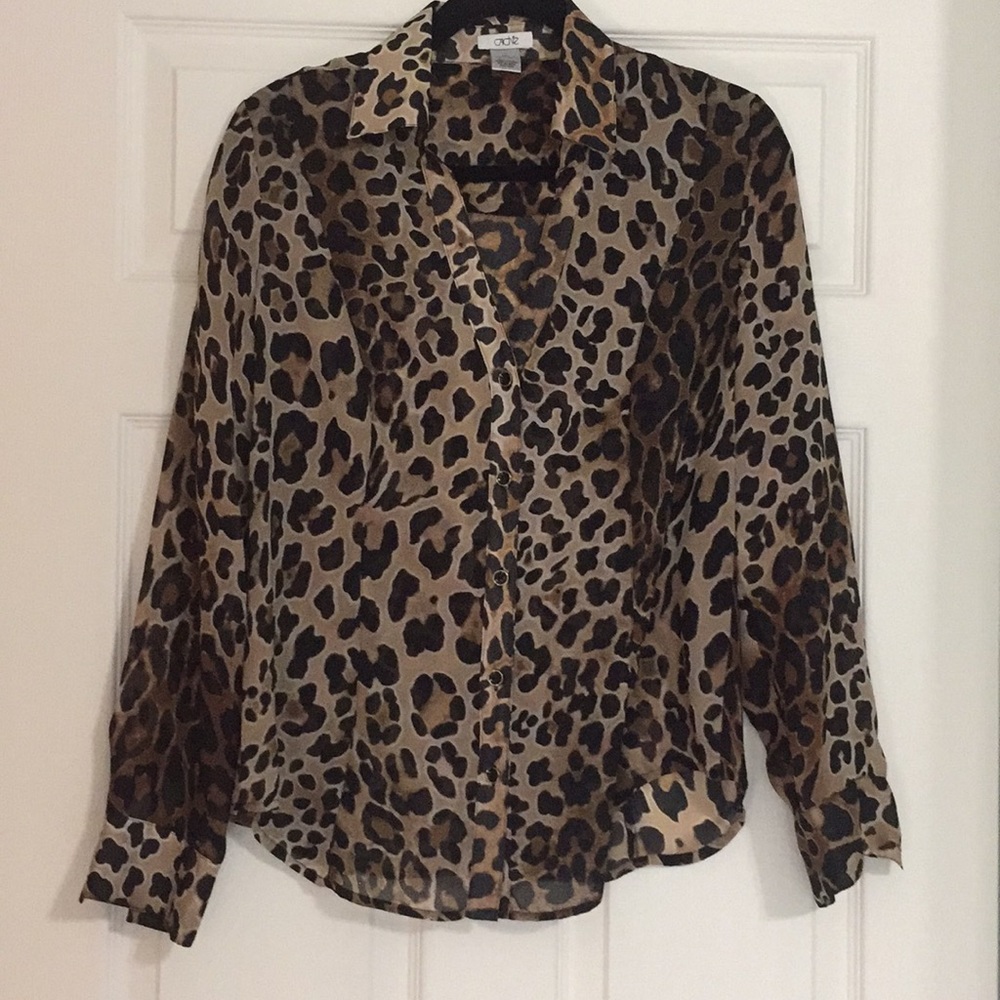 Cache leopard print button down - Picture 1 of 7